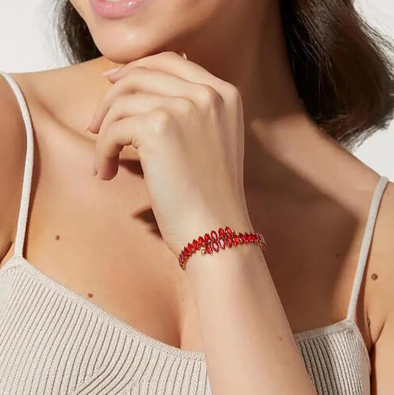 Wovanoo Rhinestone Cuff Bracelet Cubic Zirconia Tennis Bracelets Open Adjustable Elastic Bangle for Women - Image 2